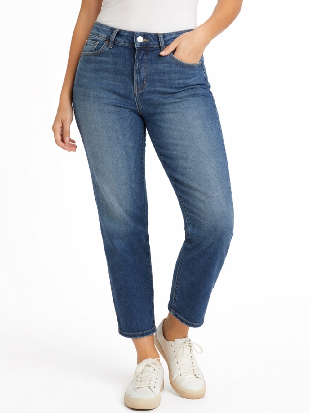 Old Navy O.G. Straight High Rise Jeans Size 12 Medium Wash Stretch Denim
